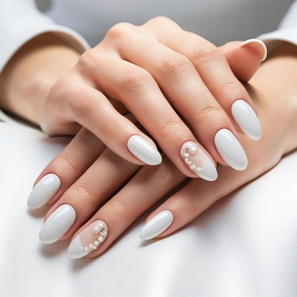 Nail artist working on a manicure at Jennifer Nails Spa in Richmond, VA 23221, known for exceptional nail care.